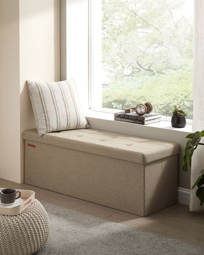 Sitzbank mit Stauraum 110 cm helltaupe