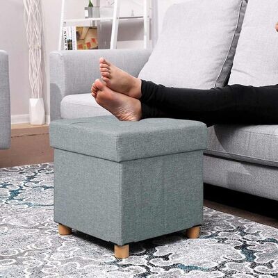 Faltbarer Sitzhocker mit Stauraum hellgrau 38 x 40 x 38 cm
