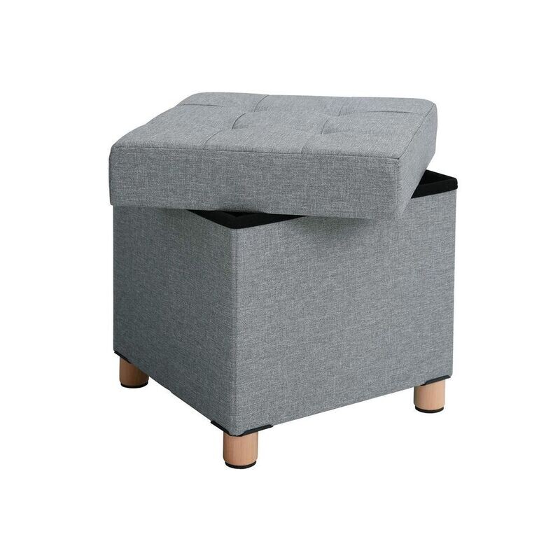 Faltbarer Sitzhocker mit Stauraum hellgrau 38 x 40 x 38 cm