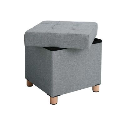 Faltbarer Sitzhocker mit Stauraum hellgrau 38 x 40 x 38 cm