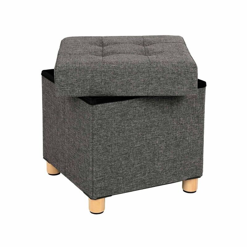Sitzhocker mit Holzfüssen Dunkelgrau