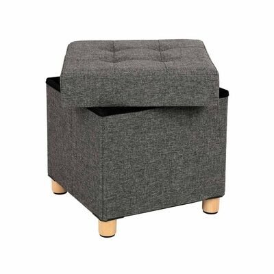 Sitzhocker mit Holzfüssen Dunkelgrau