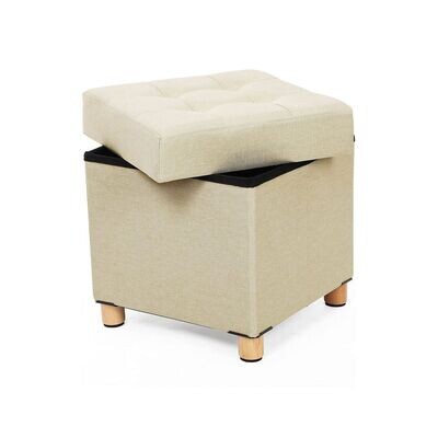 Faltbarer Sitzhocker mit Stauraum beige 38 x 40 x 38 cm