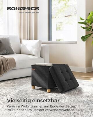 Sitzhocker klappbar 38 x 38 x 40 cm mit Stauraum schwarz