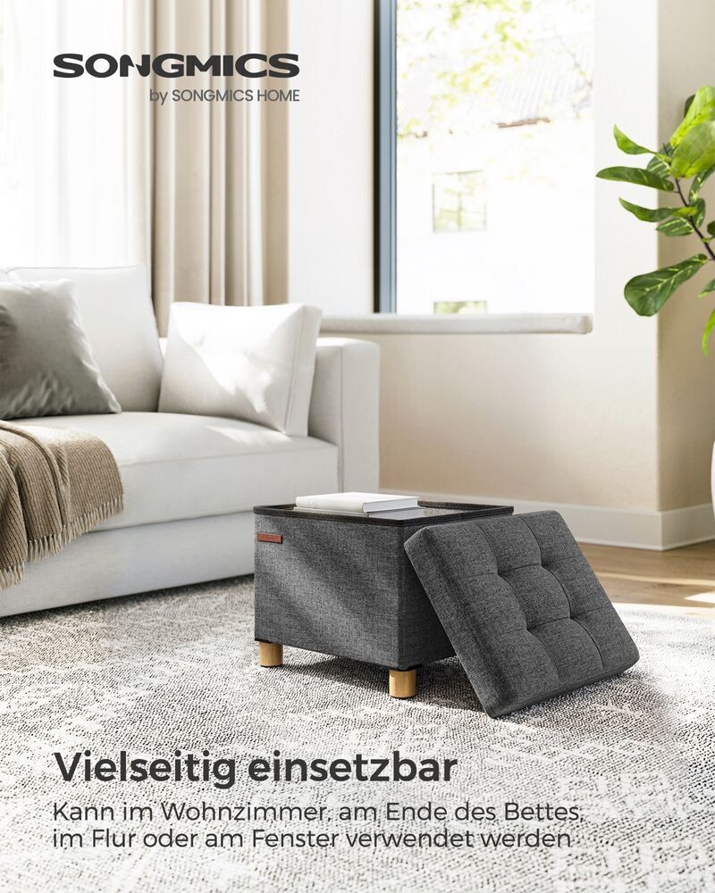 Sitzhocker klappbar 32 x 40 x 33,5 cm mit Stauraum dunkelgrau