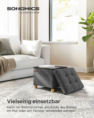 Sitzhocker klappbar 32 x 40 x 33,5 cm mit Stauraum dunkelgrau