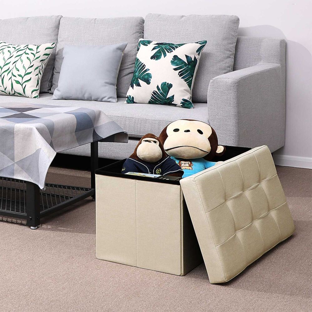 Bank mit Stauraum 76 cm beige Bank mit Stauraum 76 cm beige