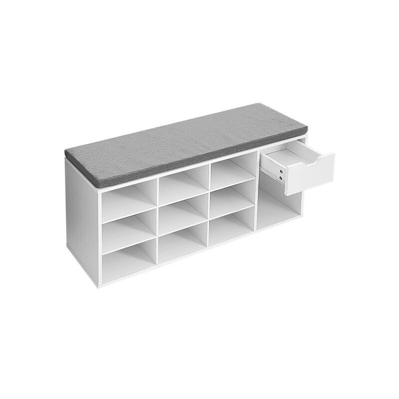 Schuhbank mit offenen Fächern weiss