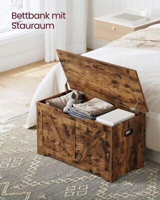 Sitzbank mit Stauraum Scheunenstil vintagebraun