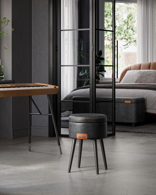 eleganter  Sitzhocker mit Stauraum schwarz