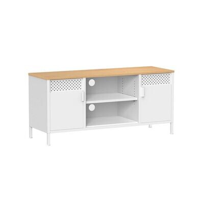 TV-Schrank 120 cm lang mit Türen und 3 verstellbaren Ablagen weiss