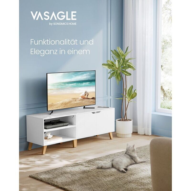TV-Schrank, Lowboard mit 2 Türen 40 x 140 x 50 cm weiss