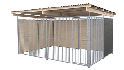 SAUERLAND Hundezwinger 3 x 4 m | 2,5-seitig geschlossen | graphitgrau | Rohrstab Abstand 5 cm