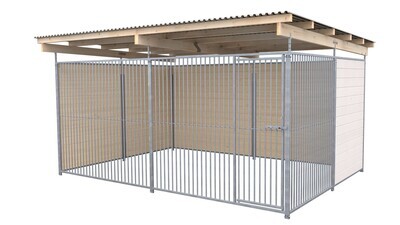SAUERLAND Hundezwinger 3 x 4 m | 2,5-seitig geschlossen | weiss lasiert | Rohrstab Abstand 5 cm