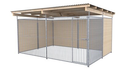 SAUERLAND Hundezwinger 3 x 4 m | 2,5-seitig geschlossen | naturbelassen | Rohrstab Abstand 5 cm