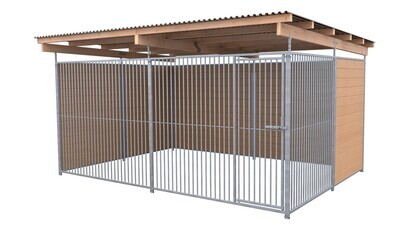 SAUERLAND Hundezwinger 3 x 4 m | 2,5-seitig geschlossen | braun imprägniert | Rohrstab Abstand 5 cm