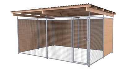 SAUERLAND Hundezwinger 3 x 4 m | 2,5-seitig geschlossen | braun imprägniert | Gitter 5x5 cm
