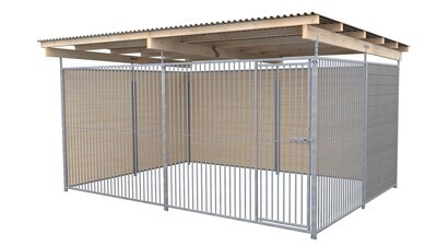 SAUERLAND Hundezwinger 3 x 4 m | 2,5-seitig geschlossen | platingrau | Rohrstab Abstand 5 cm