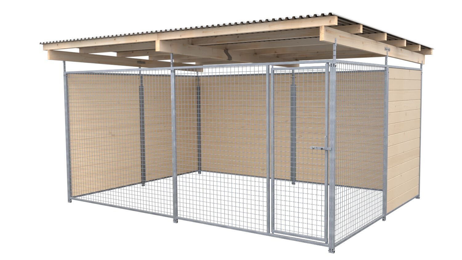 SAUERLAND Hundezwinger 3 x 4 m | 2,5-seitig geschlossen | naturbelassen | Gitter 5x5 cm