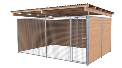 SAUERLAND Hundezwinger 3 x 4 m | 3-seitig geschlossen | braun imprägniert | Gitter 5x5 cm