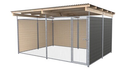 SAUERLAND Hundezwinger 3 x 4 m | 3-seitig geschlossen | graphitgrau | Gitter 5x5 cm