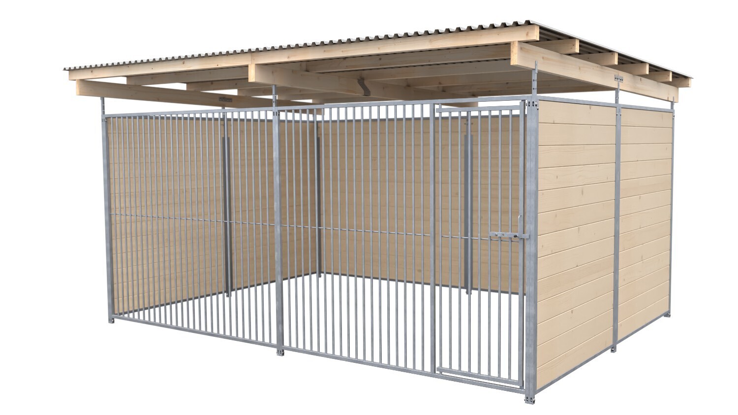 SAUERLAND Hundezwinger 3 x 4 m | 3-seitig geschlossen | naturbelassen | Rohrstab Abstand 5 cm