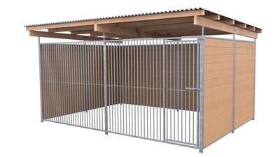 SAUERLAND Hundezwinger 3 x 4 m | 3-seitig geschlossen | braun imprägniert | Rohrstab Abstand 5 cm