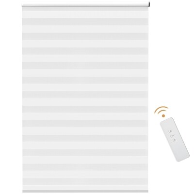 Doppelrollo mit Fernbedienung, USB-Schnittstelle, aufladbarer Akku, 120 cm x 180 cm x 7 cm, Weiss