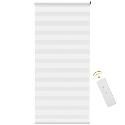 Fensterrollo mit Fernbedienung, USB-Schnittstelle, aufladbarer Akku, 90 cm x 180 cm x 7 cm, Weiss
