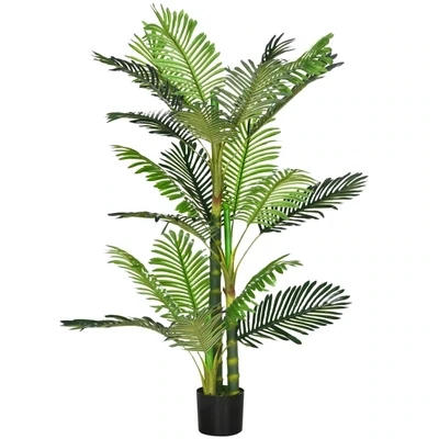 Kunstpflanze, künstliche Palme, inkl. Übertopf, 150 cm, Grün + Schwarz