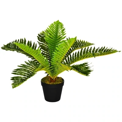 Kunstpflanze, Tropische Palme, inkl. Übertopf, 50 cm, Grün + Schwarz