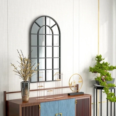 Dekospiegel grosser Spiegel, 110 x 62cm FensteroptikSchwarz + Spiegelglas