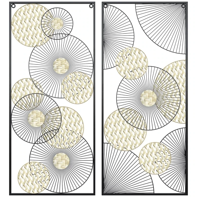3D -Wandbild Abstrakte Formen Moderne Wanddekoration Metall Gold + Schwarz