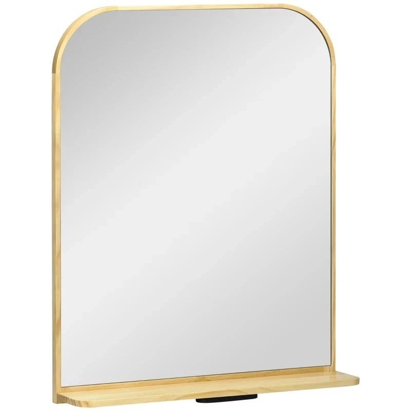 Wandspiegel mit Ablage, Rahmen aus Kiefernholz, 56 cm x 12 cm x 71,6 cm, Natur