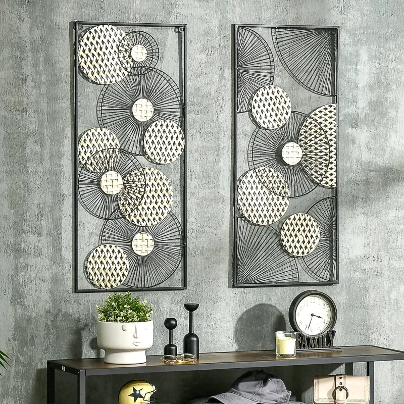 3D -Wandbild Abstrakte Formen Moderne Wanddekoration Metall Gold + Schwarz