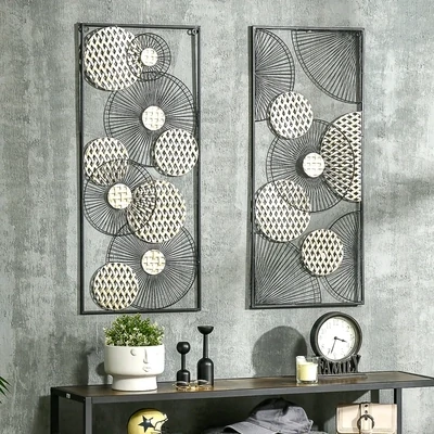 3D -Wandbild Abstrakte Formen Moderne Wanddekoration Metall Gold + Schwarz
