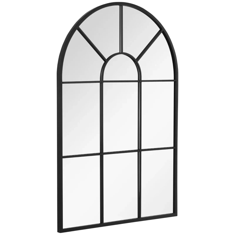 Fensterspiegel mit Metallrahmen, 91 cm x 2 cm x 60 cm Schwarz
