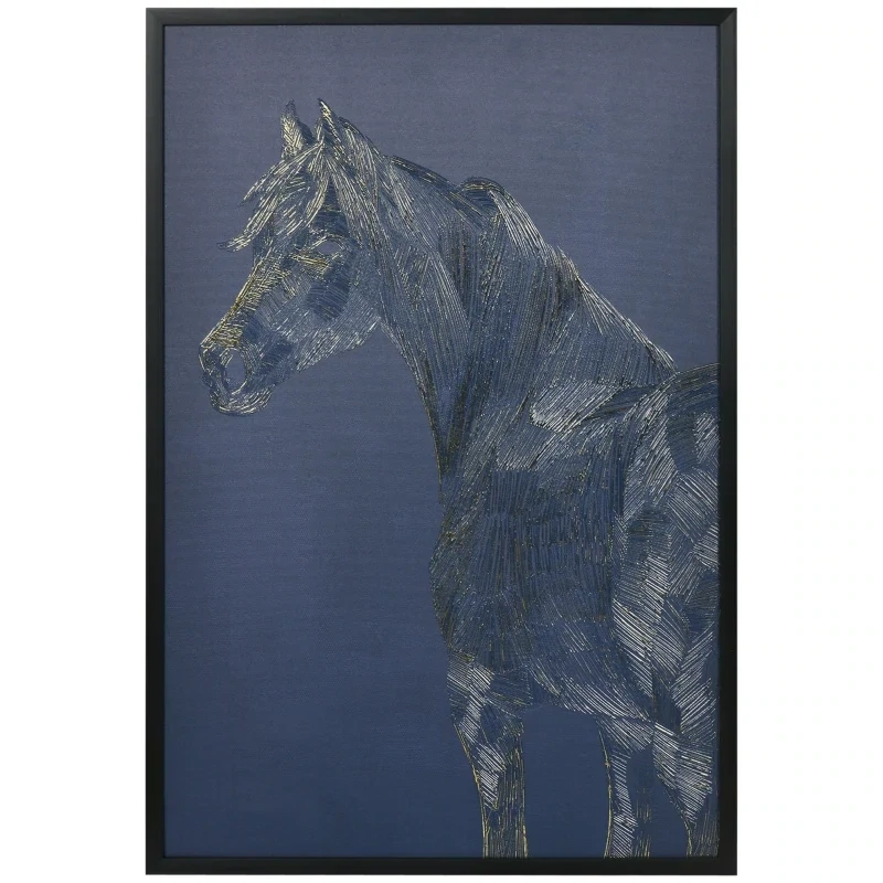 Kunstdruck mit Pferdemotiv, UV-Druck, Prägetechnik, 93 cm x 2,5 cm x 63 cm, Mehrfarbig