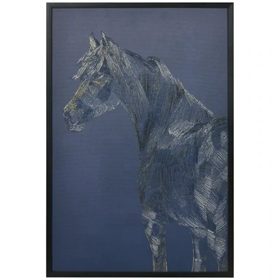 Kunstdruck mit Pferdemotiv, UV-Druck, Prägetechnik, 93 cm x 2,5 cm x 63 cm, Mehrfarbig