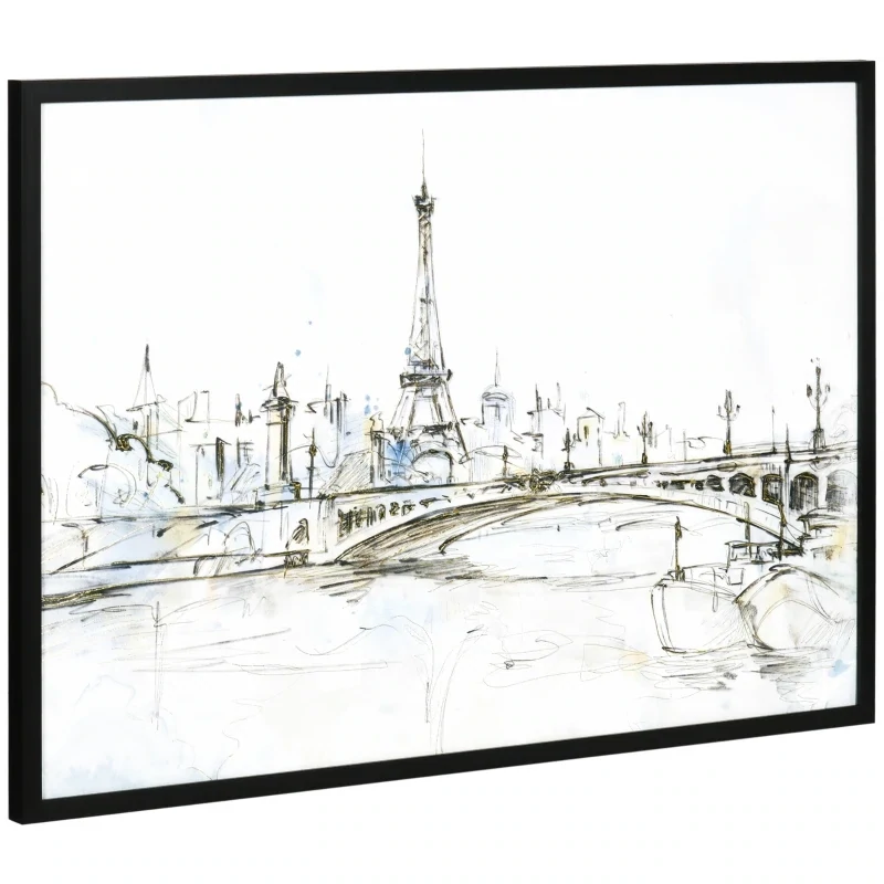 Kunstdruck mit Eiffelturm-Motiv, UV-Druck, Prägetechnik 93 cm x 2,5 cm x 63 cm