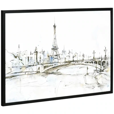 Kunstdruck mit Eiffelturm-Motiv, UV-Druck, Prägetechnik 93 cm x 2,5 cm x 63 cm