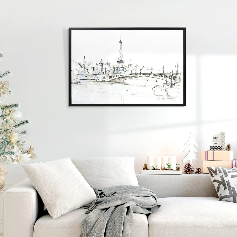 Kunstdruck mit Eiffelturm-Motiv, UV-Druck, Prägetechnik 93 cm x 2,5 cm x 63 cm