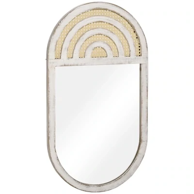 Wandspiegel, Rattan-Dekor, weiss, 50 x 90 x 3 cm