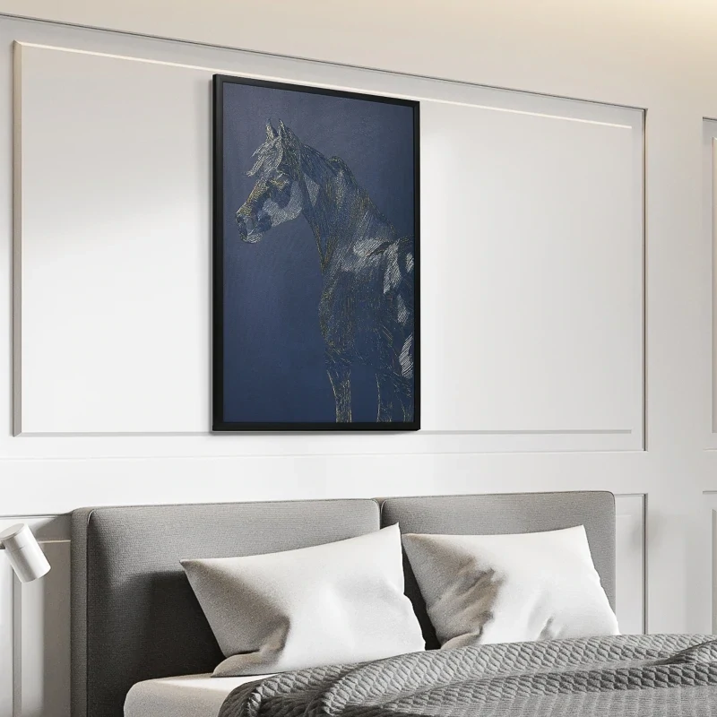 Kunstdruck mit Pferdemotiv, UV-Druck, Prägetechnik, 93 cm x 2,5 cm x 63 cm, Mehrfarbig