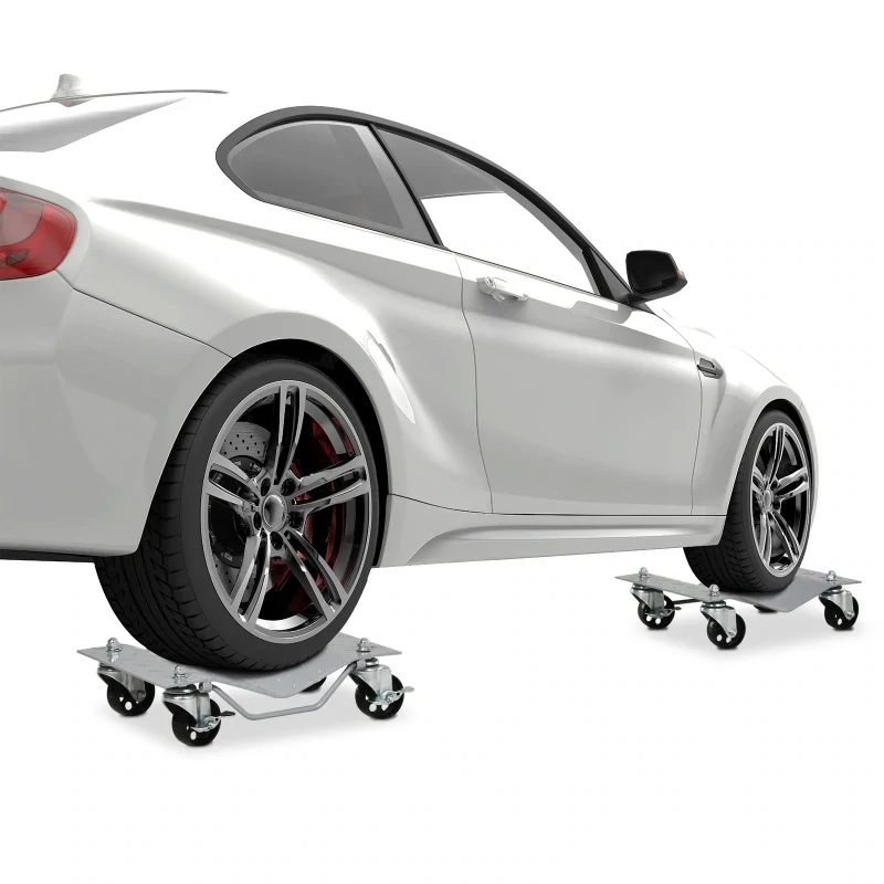 Rangierheber 2 Stücke Rangierhilfe Reifenwechsel mit 4 Rollen für Auto PKW Grau