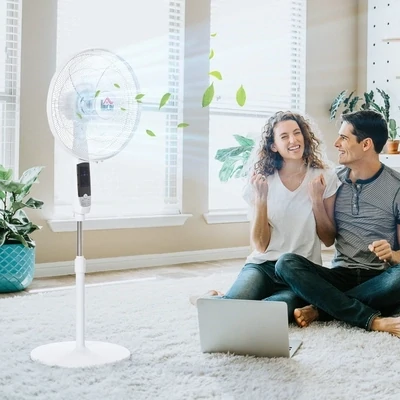 Standventilator, 3 Geschwindigkeiten, 3 Modi, Timer, Fernbedienung, Schwarz/Weiss