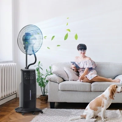Standventilator mit 3,1 Liter Wasserzerstäuber Ventilator Höhe 135 cm