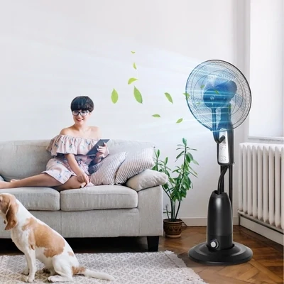 Standventilator mit Wasserzerstäuber Ventilator Fernbedienung 3 Modi Metall
