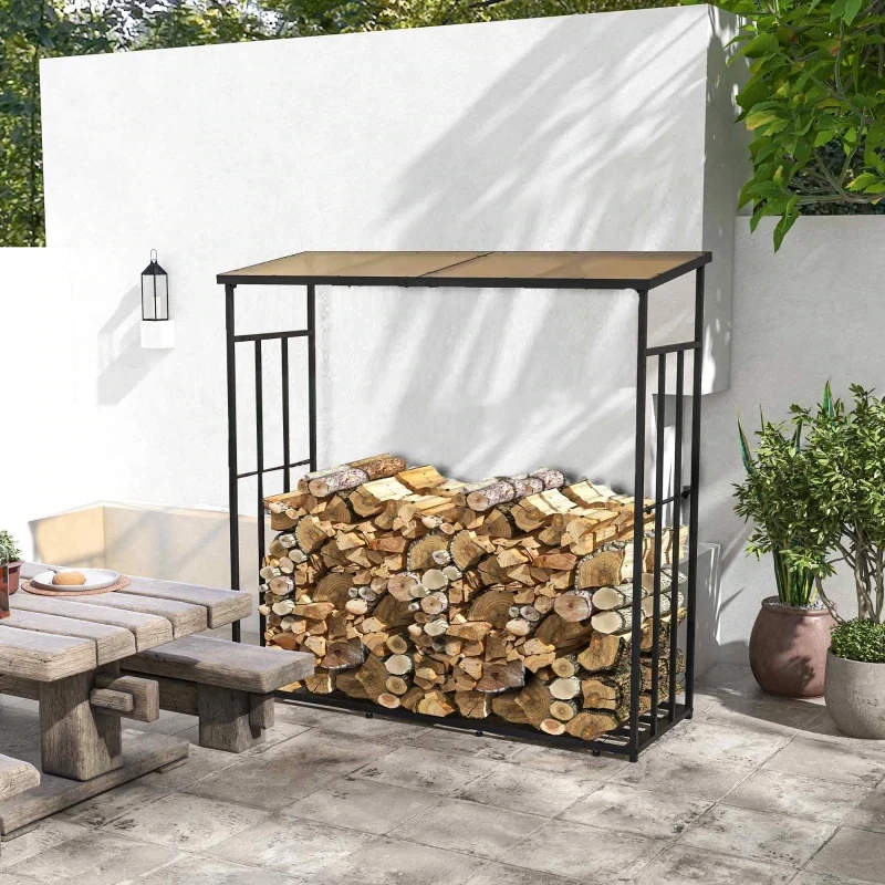 Kaminholzregal für Aussenbereich, bis 2100 kg, Polycarbonat-Dach