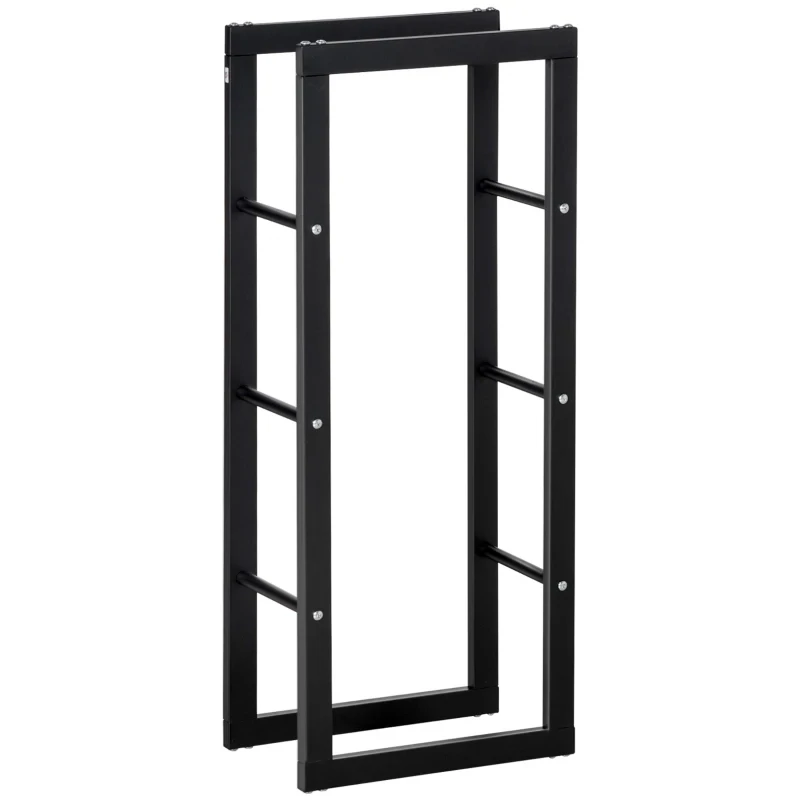 Kaminholzständer Kaminholzregal bis 100kg, Stahl Schwarz